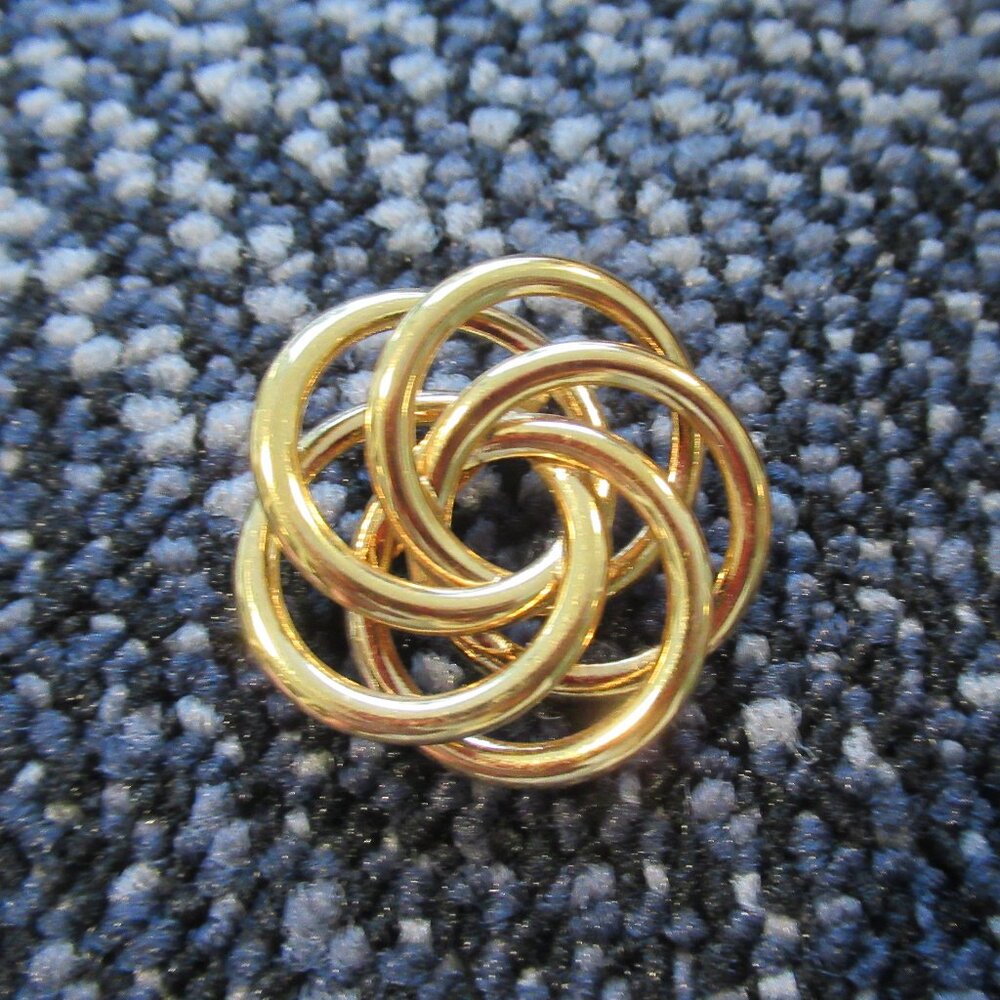 Vintage Napier Love Know Gold Pleated Signed Pin Brooch 1.25"Diameter